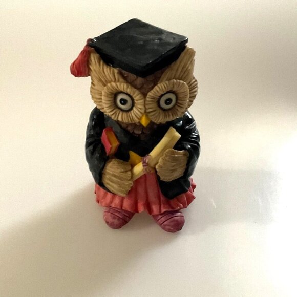 GRADUATION OWL FIGURINE UNIQUE VINTAGE - Picture 6 of 10